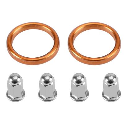 2 Guarnizioni di Scarico e 4 Dadi a Cappuccio Per Honda CB/CL160/175/200 XL/XR250/350/500/600