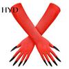 Creepy Long Nail Gloves 1 Pair Halloween Ghost Claw Gloves, Fingernail Witch Costume Durable Party Handwear Accessory, Dark Performance Prop