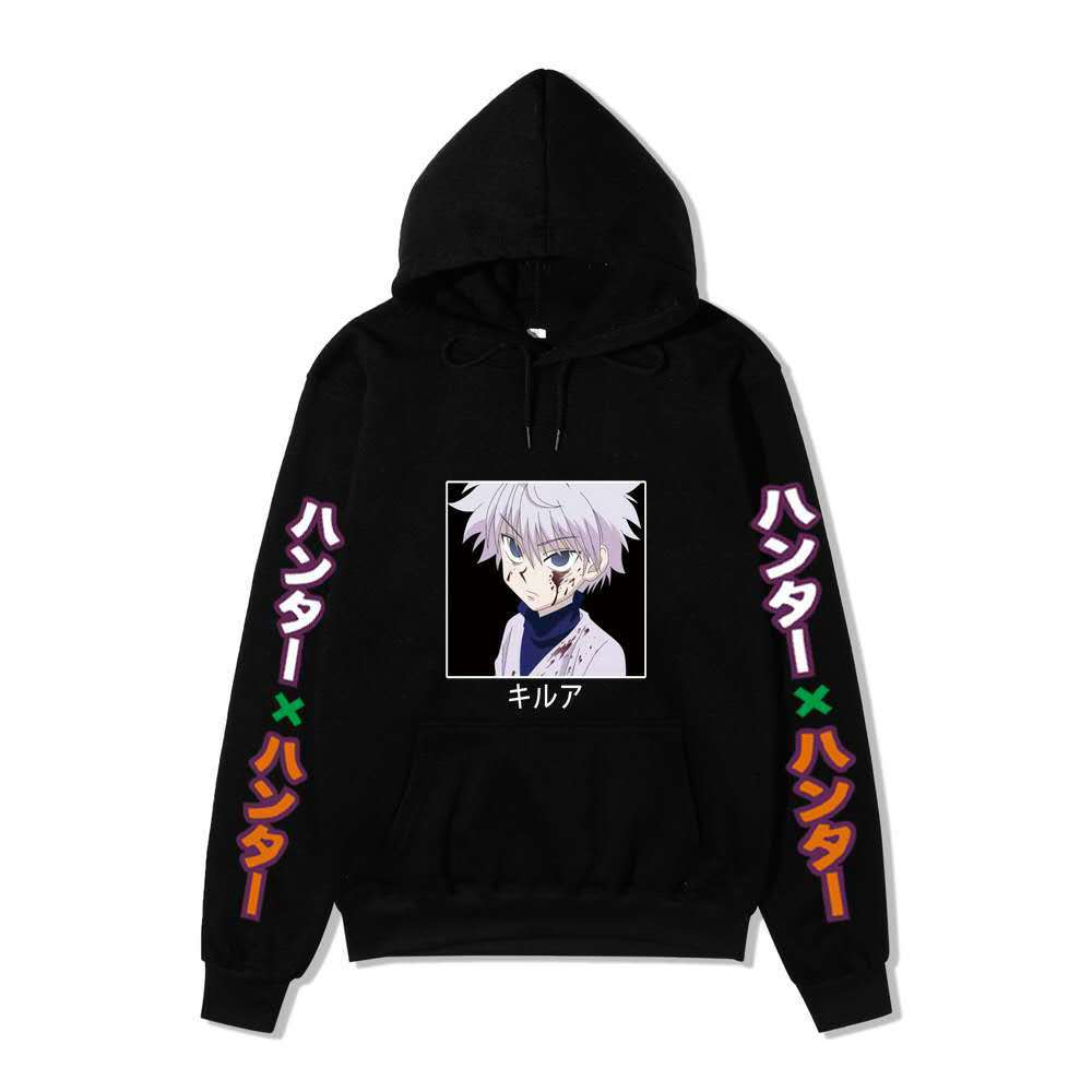Hunter X Hunter Injured Killua Portrait Hoodie Color Japanese Sleeve Print Anime Hooded Pullover Sweatshirt