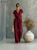 New  Women's Summer Office V-Neck Waist Belt Bodysuit
