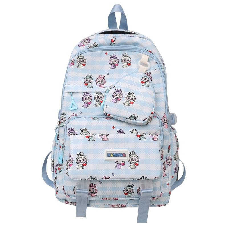 School Bag Rab Print Student School Bag, Female Primary School Students, Junior High School Students, Large Capacity School Backpack, Short-distance