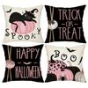 1pc Pink Halloween Cushion Cover Cute Cat Pumpkin Printed Washable Cover Halloween Themed Party Living Room Bedroom Decoration