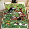 1PC The Story of Mole Print Flannel Blanket, High Quality Comfortable for All Seasons, Home Decor, Warmth and Comfort, Perfect for Christmas Gifts212