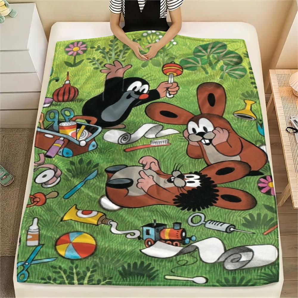 

1PC The Story of Mole Print Flannel Blanket, High quality Comfortable for All Seasons, Home Decor, Warmth and Comfort, Perfect for Christmas Gifts212 80cm x 120cm