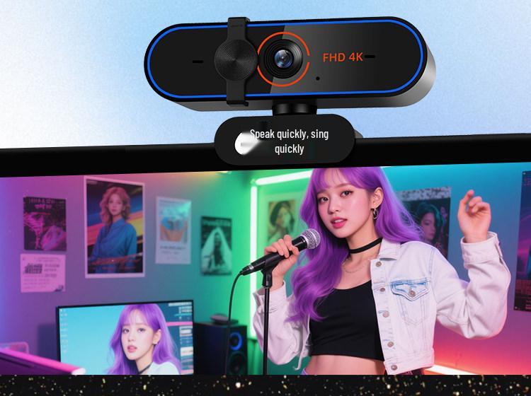 4K Ultra HD Live Streaming Webcam with Microphone for Computers and Laptops