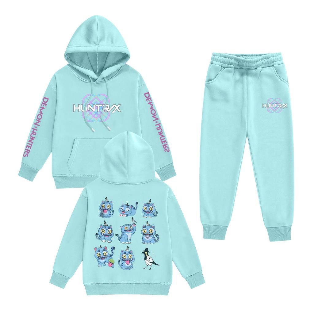 Kids' Long Sleeve Loose Pullover Letter Print Drawstring Hooded Sweatshirt Sweatpants Set