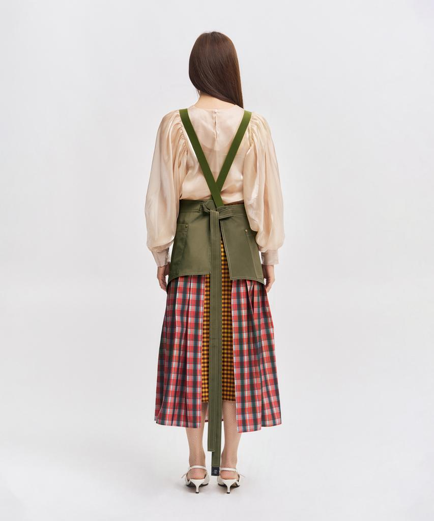 Eipeuleonwei Scarlet Check Khaki Apron Dress