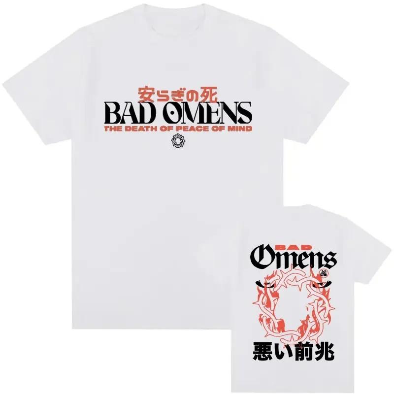 90s Retro Bad Omens Graphic T Shirt Tour American Music Concert T-Shirts Men's Gothic Hip Hop Cotton T-Shirt Streetwear