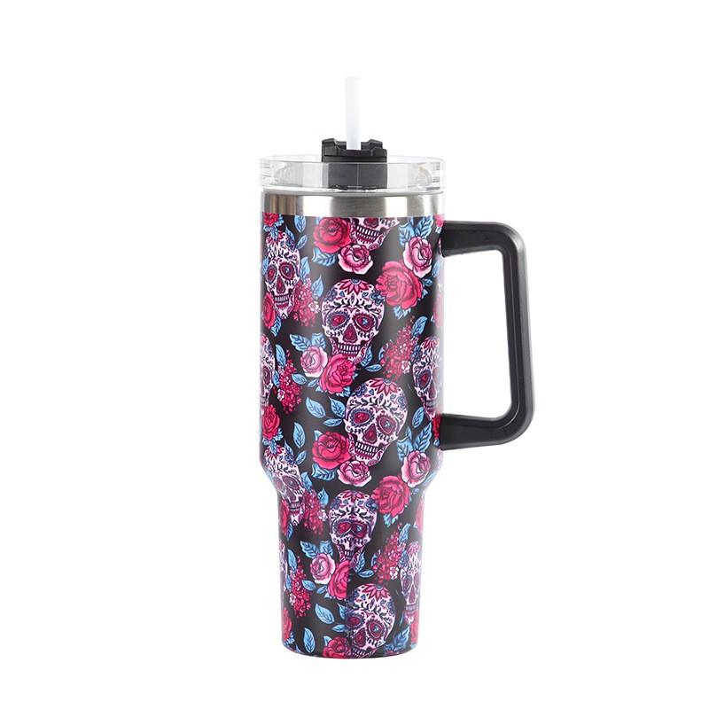 Halloween Series Stainless Steel Vacuum Insulated Tumbler With Handle Straw Portable Cold Hot Drinks