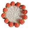 Crochet Rose Bouquet Coaster Heat-resistant DIY Handmade Knitting Flower Coffee Mug Cup Mat Kitchen Countertop Table Desk Decoration