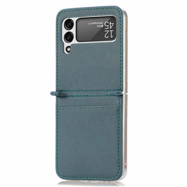 Luxury Card Holder Leather Coque Case For Samsung Galaxy Z Flip 4 5g Flip4 Flip3 Flip 3 Zflip4 Anti -Dust Cell Phone Accessories