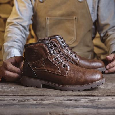 Neue Herren Reitstiefel Vintage Britischer Western Stil PU Leder High Top Cowboy-inspirierte Schuhe mit Seitenreißverschluss-Design