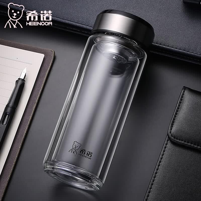 HEENOOR 360ML Double Wall Glass Tea Infuser Bottle