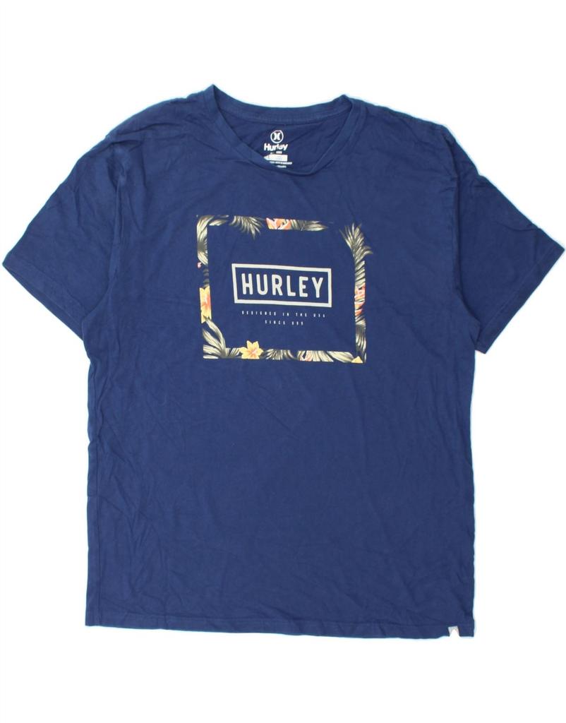 HURLEY Mens Graphic T-Shirt Top Large Blue Cotton AZ06