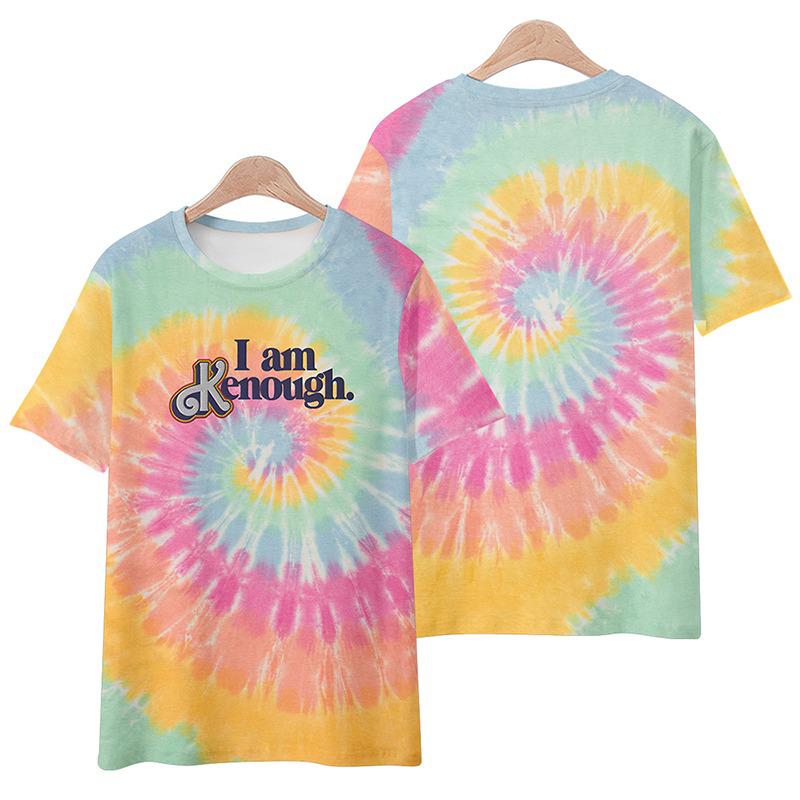 

I Am Kenough T-shirt Cartoon Tie Dyeing 3D Graphic Printing Retro Casual Streetwear Aesthetic Women/Men Tops for Spring/Summer XXXXL