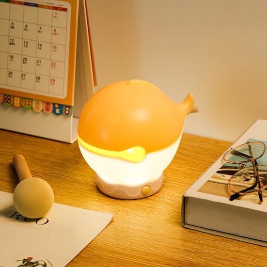 Wooden Fish Night Light Cute LED Lamp Nursery Nightlight for Kids Rechargeable Bedside Touch Lamp Fun Stress-Relieving Toy And Home Decor