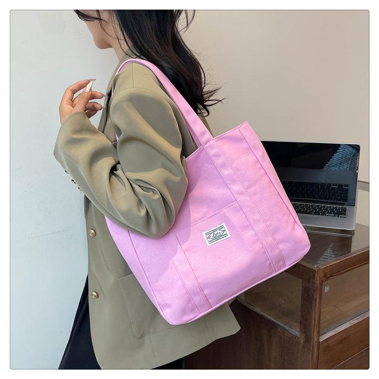 Large capacity tote bag, simple commuter shoulder bag, college student class armpit bag, canvas bag