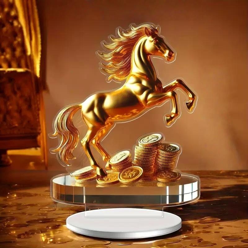 2D Flat Acrylic Horse Pattern Figurine Tabletop Decoration For Bedroom Living Room Office , Symbol Of Wealth And Prosperity