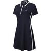 Solid Color Casual Fashion Versatile Half Zipper Polo Tennis Sports Short Sleeve Dress Women Dresses Legendary-Blue A11W333303F-NV