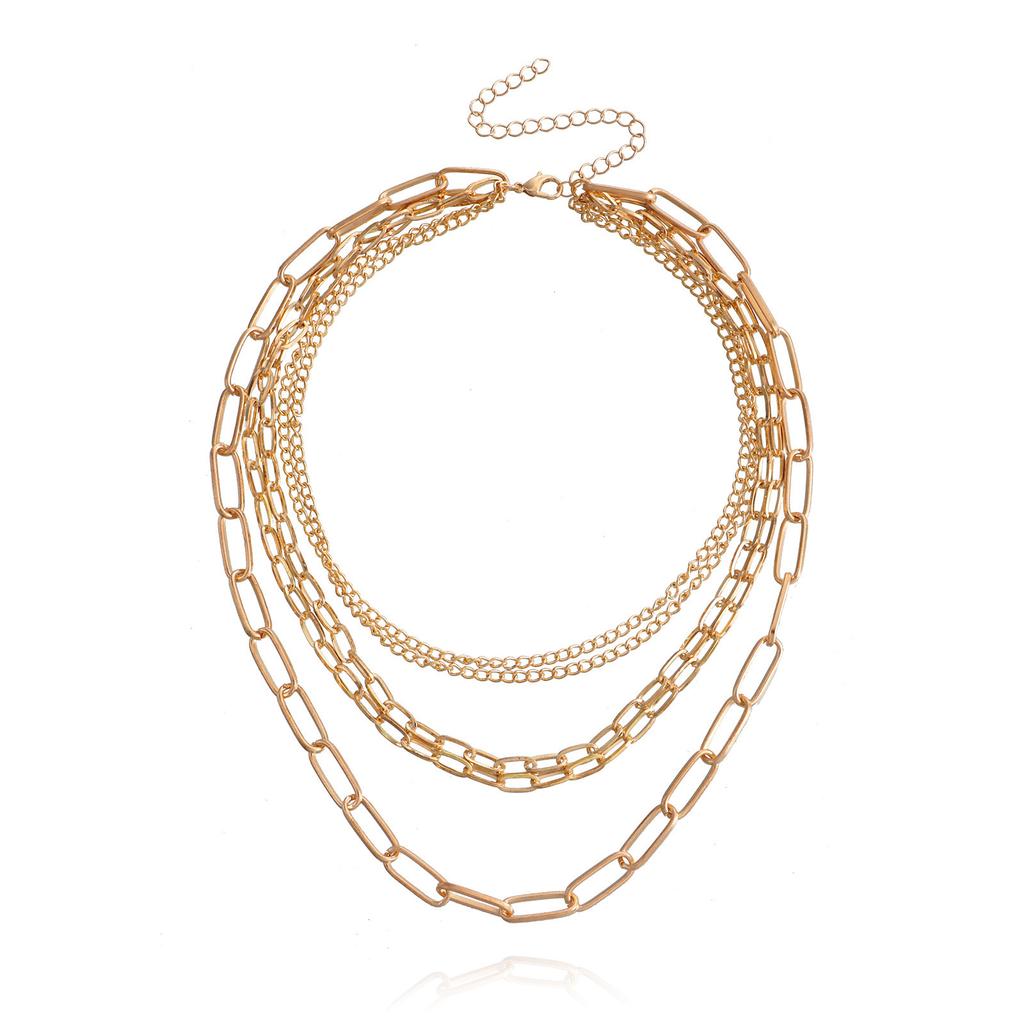Retro multi-layer paper clip bamboo collarbone chain necklace female, Japanese and Korean trend women's necklace