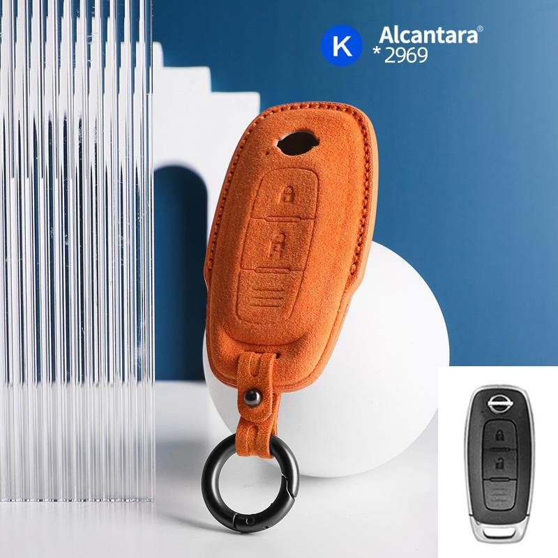 Car Key Case Cover Holder Key Buckle Alcantara For 2022-2023 Nissan X-trail T33 Qashqai J12 Teana Altima Ariya Keychain
