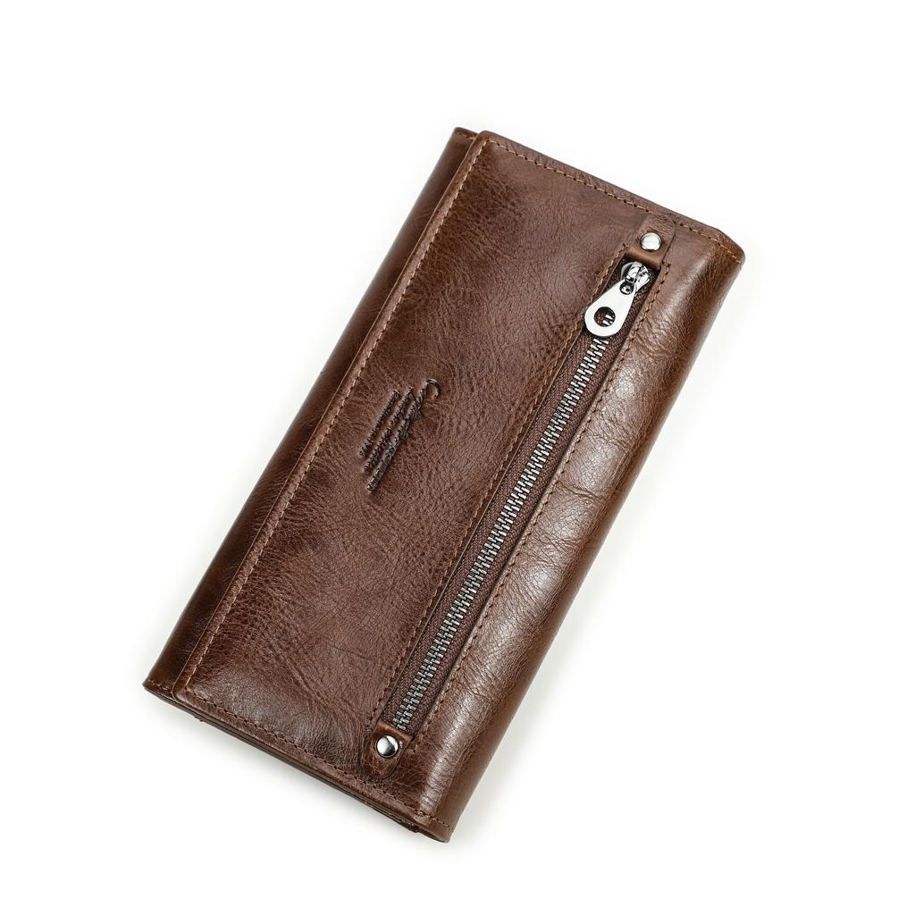 CONTACT'S Portafoglio da donna in vera pelle Borsa lunga Pochette femminile per portamonete porta carte cellulare