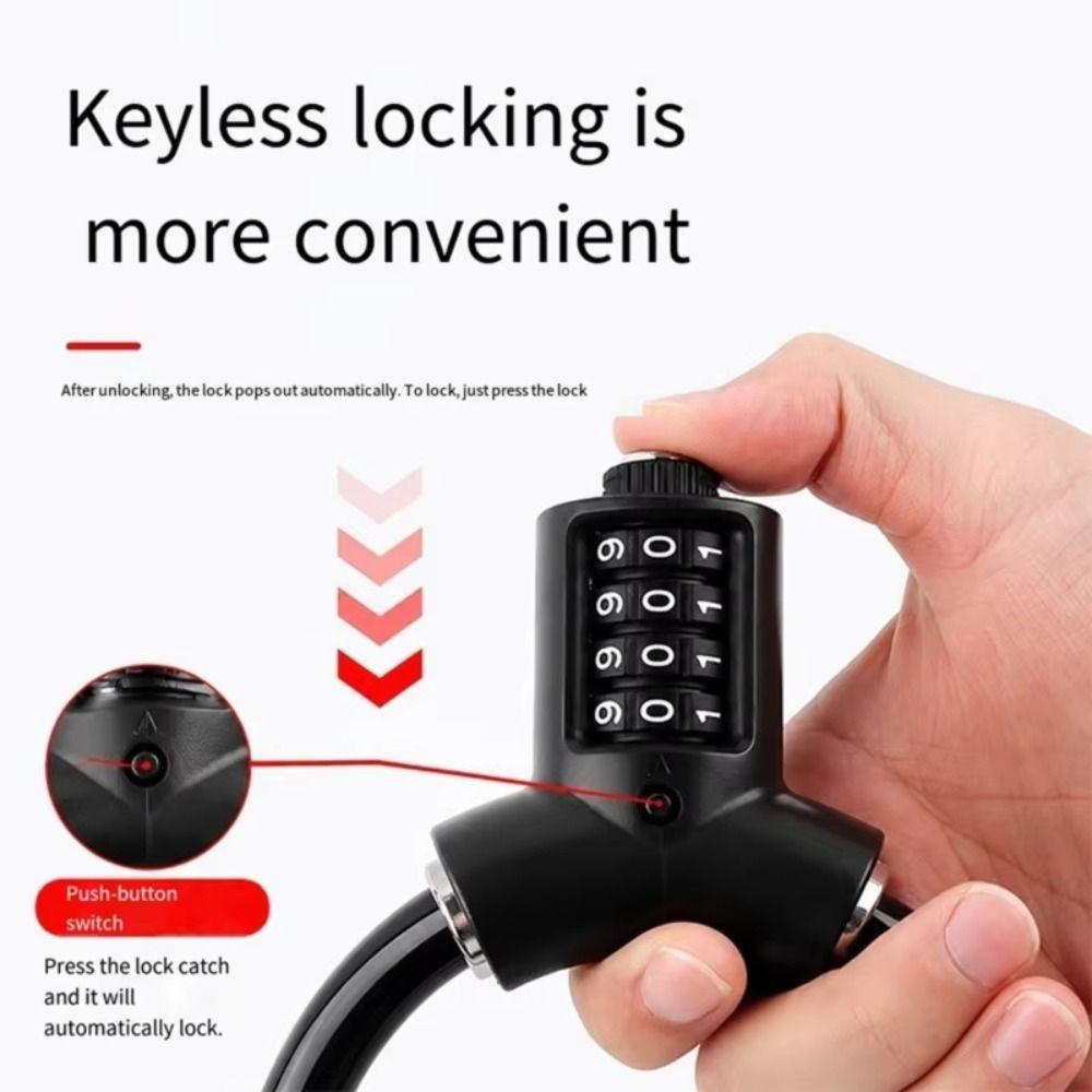 4 Digit Combination Bicycle Combination Lock Portable Ring Lock Keyless Bike Cable Lock Bicycle