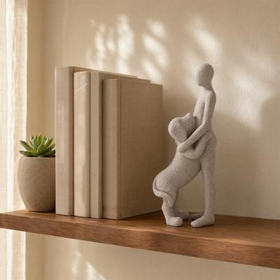 Statua Astratta Moderna Uomo e Cane Decorazione da Tavolo, Regalo in Resina per Amanti degli Animali Domestici per Scaffale di Casa Ufficio, Scultura Figurine Minimalista Uomo e Cucciolo per