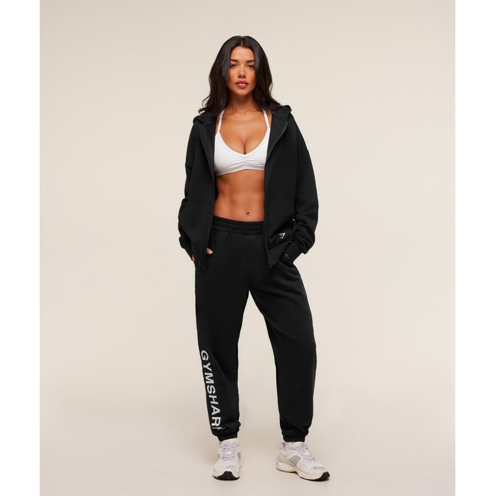 Gymshark Embroidered Zip Up Hoodie Black B4c9l Bb2j