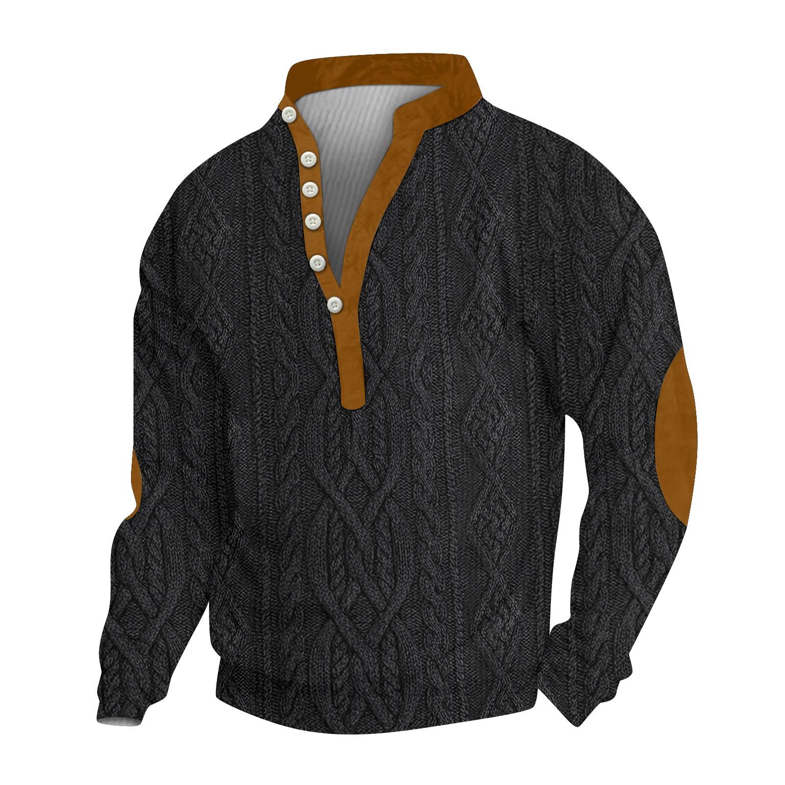 

Мужской вельветовый кардиган с длинными рукавами и шестью пуговицами L чёрный