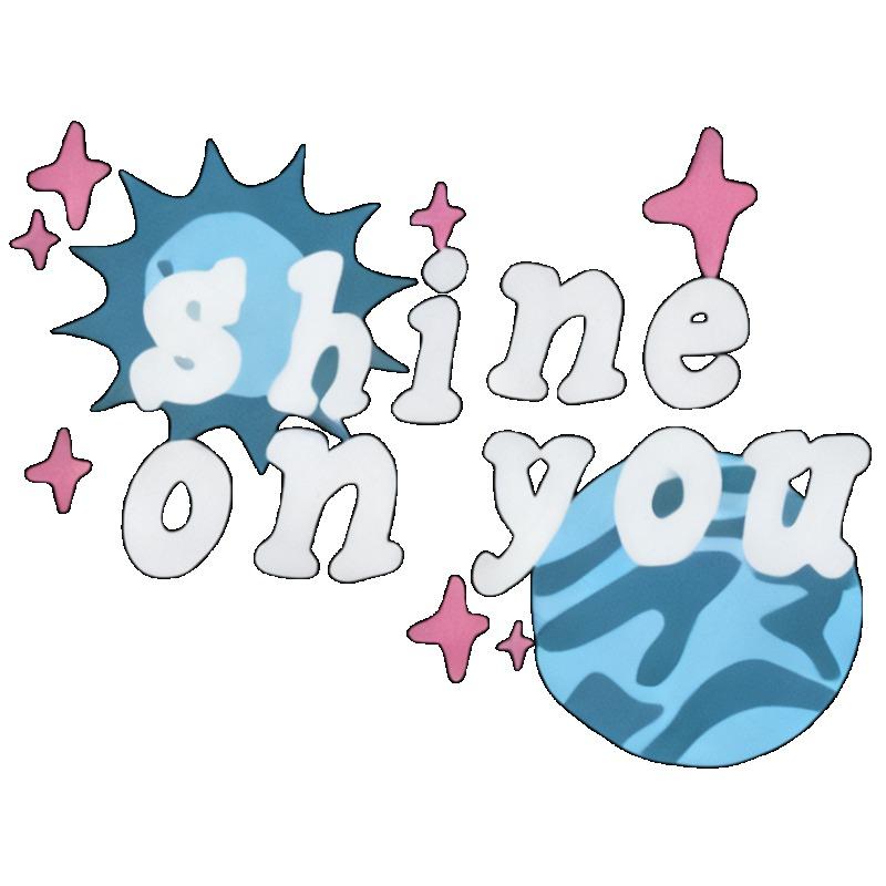 Oversized T Shirt Black Shine On You Graphic Print With Stars And Planets Casual Wear For Women