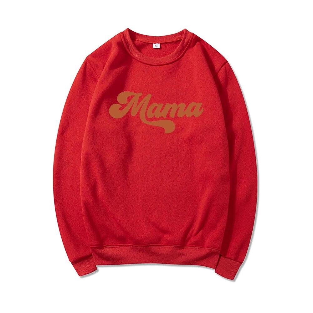 Толстовка Mama Retro Mom Hoodie Mama Пуловер з круглим вирізом Жіночі світшоти з довгим рукавом Подарунок на День матері Подарунки для нової мами Повсякденні топи унісекс