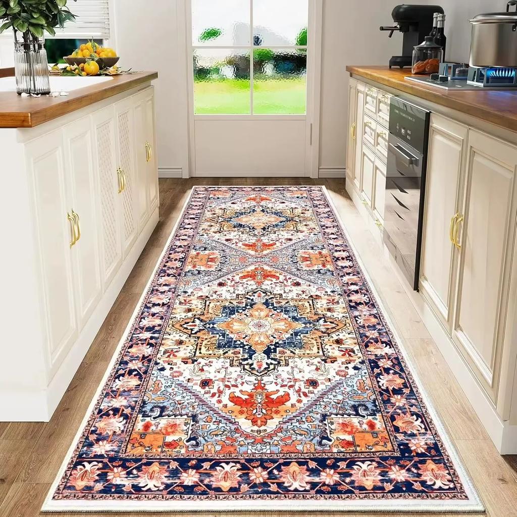 Bohemian-Style Rug Stain-Resistant Non-Slip Kitchen Laundry Room Floor Mat Entrance Hallway Corridor Rug Home Decor