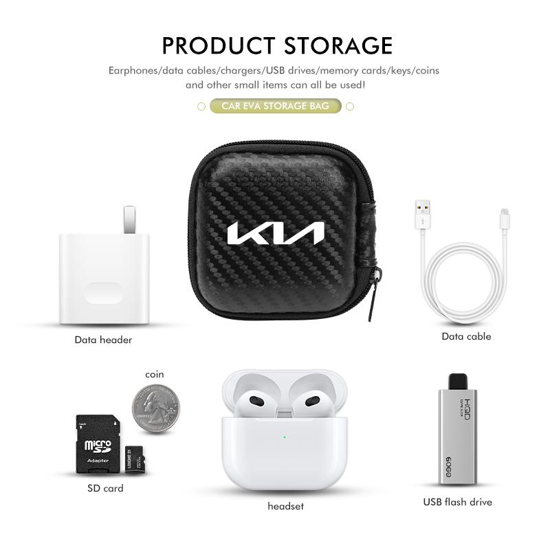 For KIA 1Pcs Portable Case Storage Bags Protective Zipper Carry EVA Bags K5 Cerato Proceed Venga Stonic Picanto Sorento Stinger