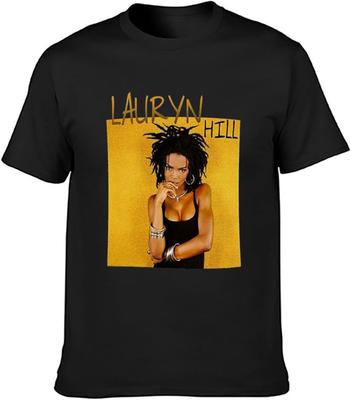 Herren Sommer T-Shirt Lauryn Hill Lauryn Hill Hip Hop Doppelnadel-Ärmel und Saum Schwarz