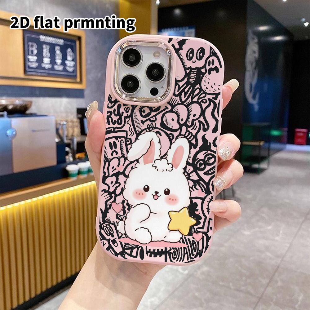 Phone Case: 2D Flat Design Suitable for iPhone 18 17 16 15 14 13 Pro, Couple Style, White Little Rabbit, Christmas and Halloween Gift