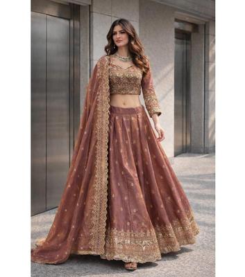 Women Bollywood Heavy Two Tone Fandy Silk Lehenga Choli Party Wear Designer Wedding Wear