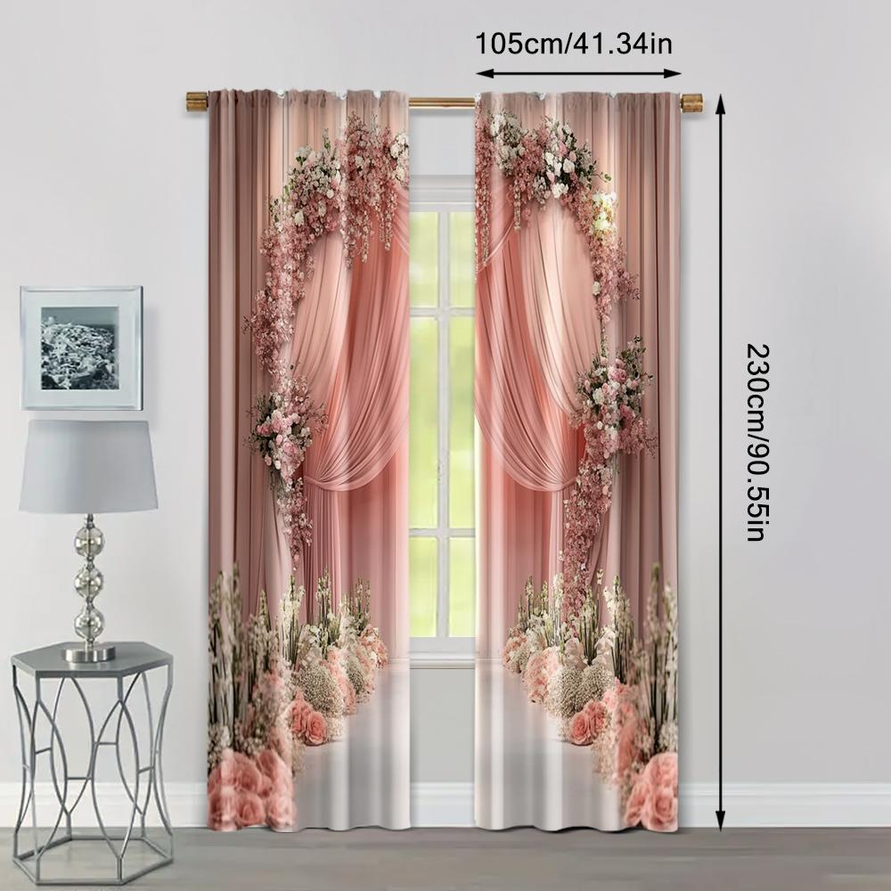 2pcs, Curtains&Drapes 2D Print Romantic Gentle Style Fabric (without Rod) Decorations For Home Use for Living Room, Bedroom,