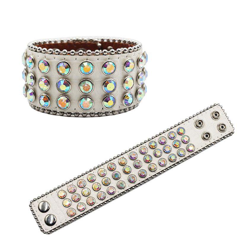 Europäischer und amerikanischer Hip-Hop Strass Armschmuck, Modisches Design Diamantenbesetzter PU-Leder Handschmuck