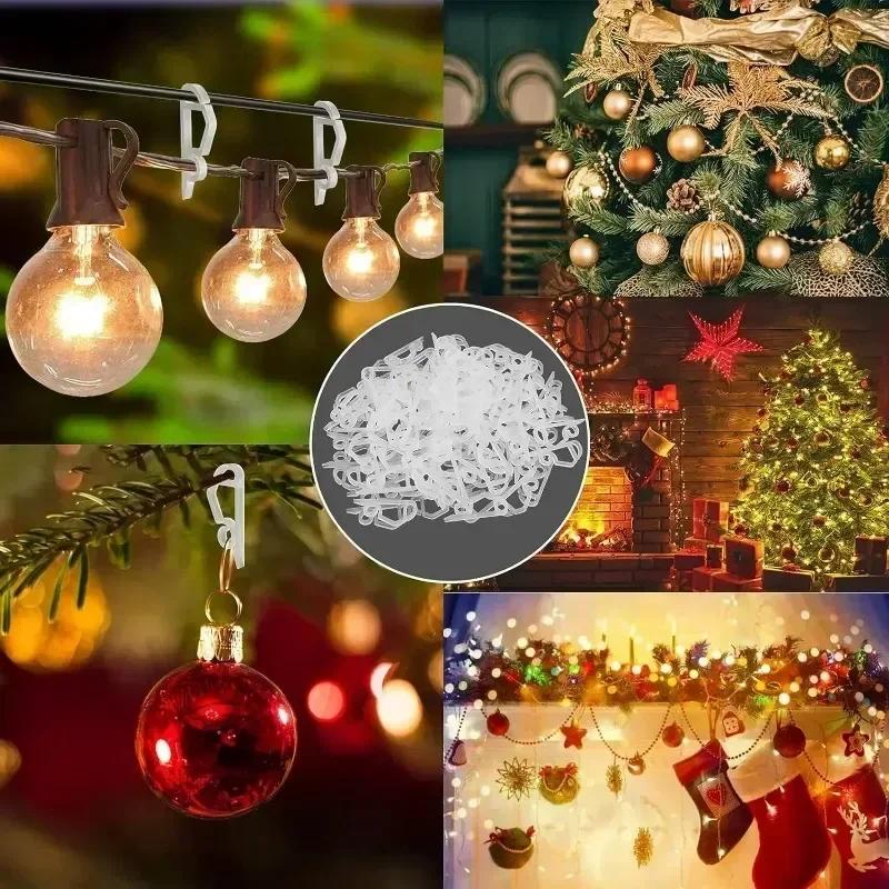 20/200PCS String Lights Holder Light String Clips Outdoor Gutter Clip Holiday Wire Clamp Festival Halloween Christmas Decoraton