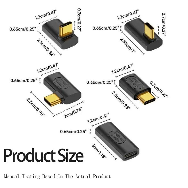 1PC USB 4.0PD 240W8K60Hz Charger Connector For Macbook 40Gbps High Speed USB C OTG U-Shape Straight Angle Male To Female Adapter