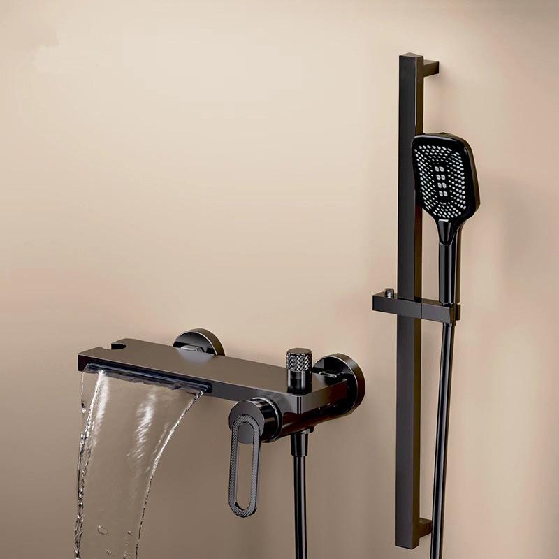 Brushed Gold Bathroom Shower Faucet Set Wall Mounted Shower Faucet, Bathroom Cold and Hot Bath and Shower Mixer Taps Brass