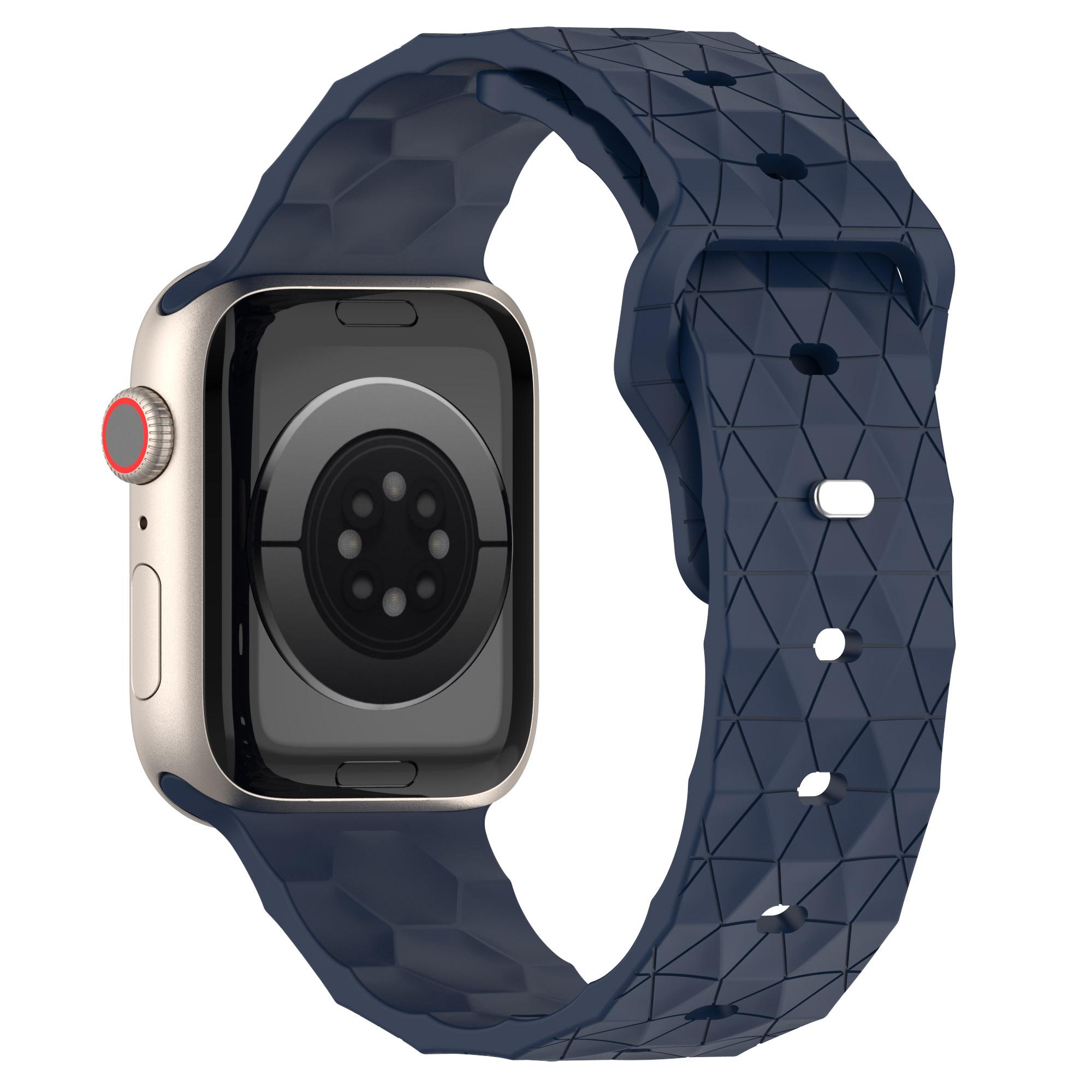 

Watch Strap for Apple Watch Series 10 42mm/9 8 7 41mm/SE (2023) SE (2022) SE 6 5 4 40mm/3 2 1 38mm Silicone Watch Band Football Pattern Midnight Blue