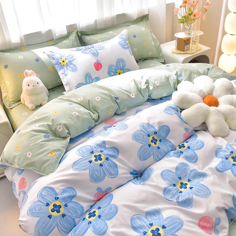 Plant Cashmere Sanded Four-Piece Bedding Set for Dorms & Homes