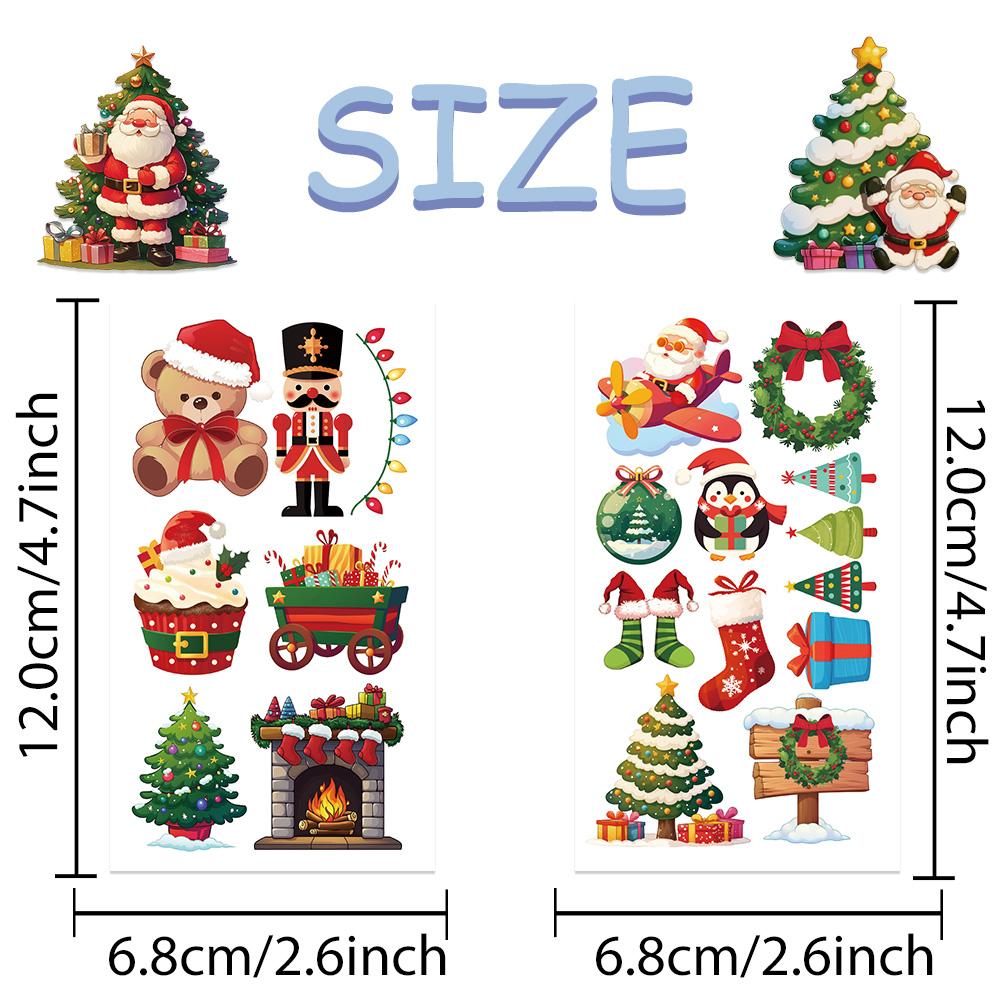10sheets Cartoon Christmas Day Tattoo Stickers For Face Arm Body Temporary Fake Waterproof Tattoo Stickers Kids Festival Gifts