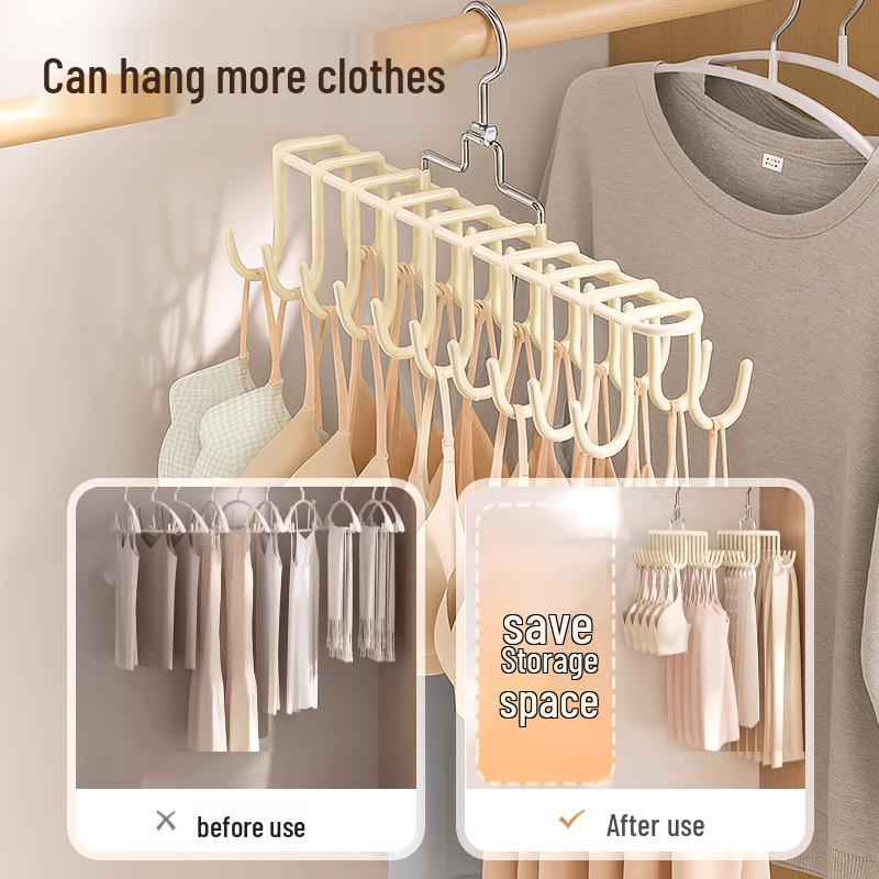 Multifunctional Non-Slip Camisole & Underwear Hanger with No-Trace Clips for Dorm or Home Storage.