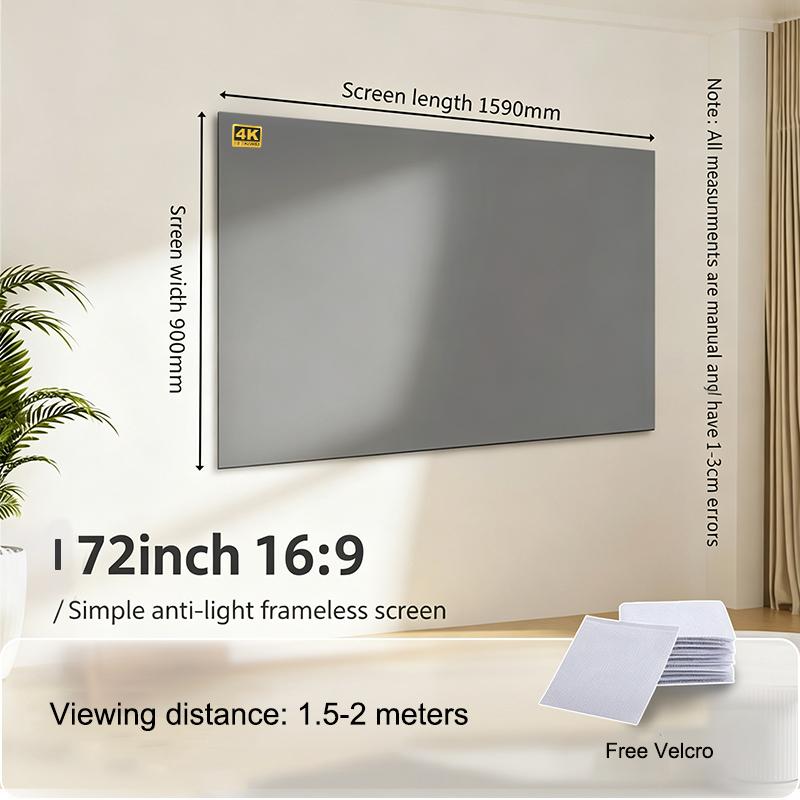 Portable Projector Screen 60/72/80/92/100/120 Inch 16:9 Anti-Light Projection Reflective Cloth For Home Cinema Outdoor Office