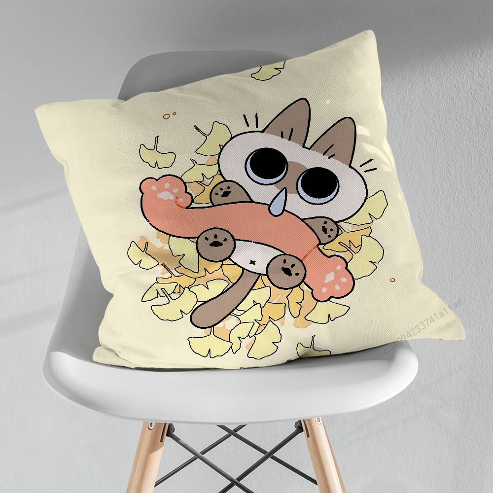 Cute Art AAzukisan Cat Various Sizes Square Pillow Case For Car Home Bedchamber Decor Birthday Gift