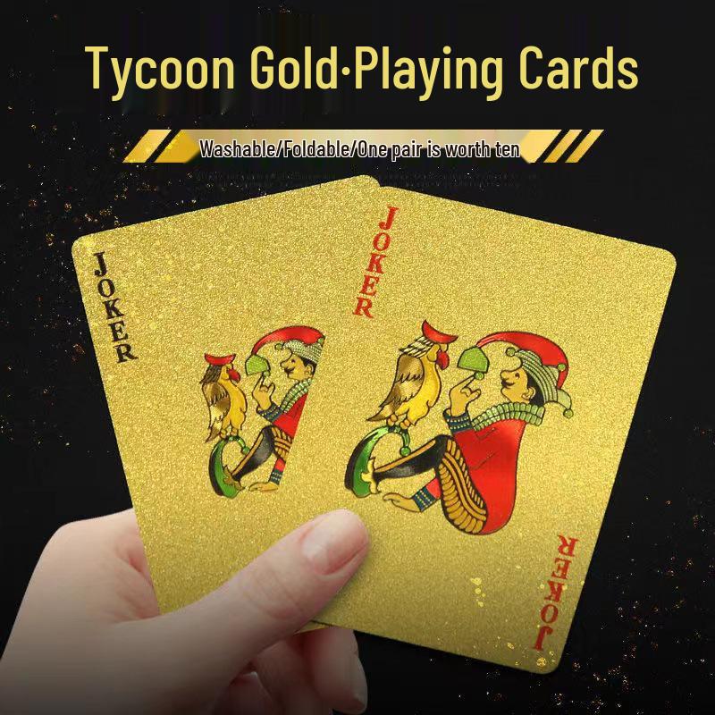 Gold Foil Texas Hold'em Playing Cards – Waterproof, Gold-Edged, Perfect for Home Games
