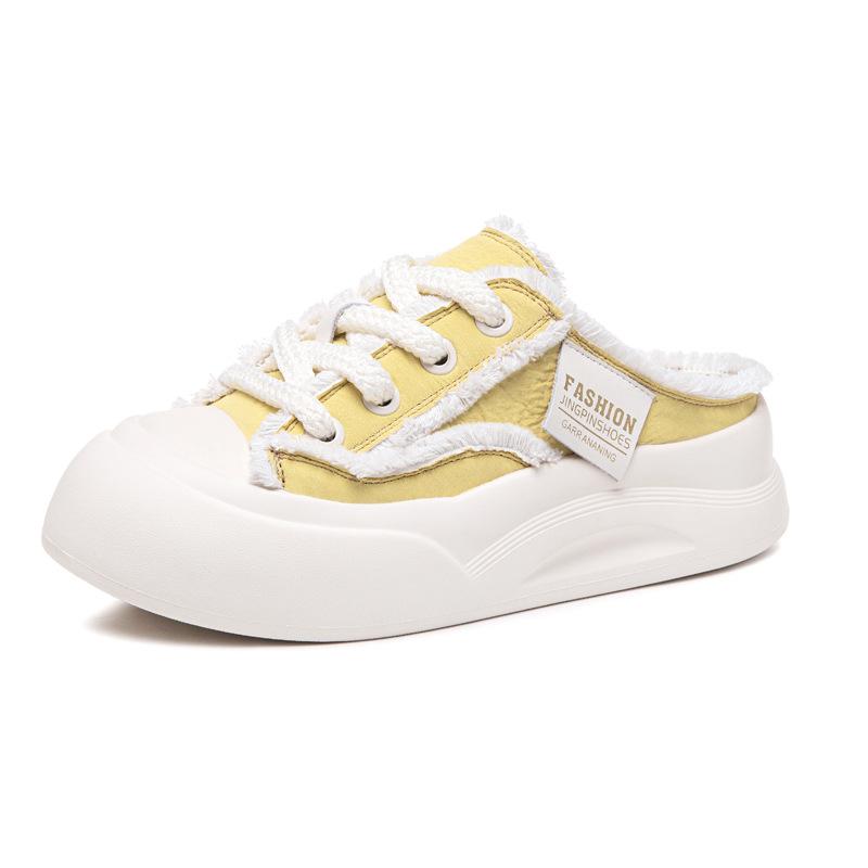 

Женские парусиновые полутапочки, дышащие повседневные кроссовки для женщин, обувь на вулканизированной платформе, удобные мокасины без застежек Zapatos Mujer 40 жёлтый